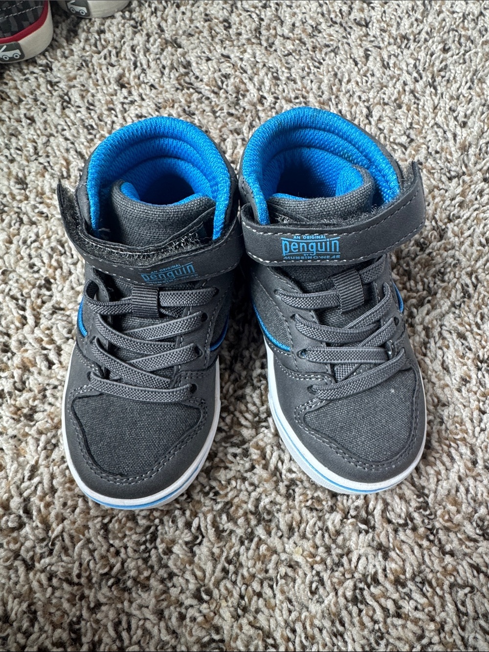 Original Penguin Gray and Blue Kids High-Top Sneakers